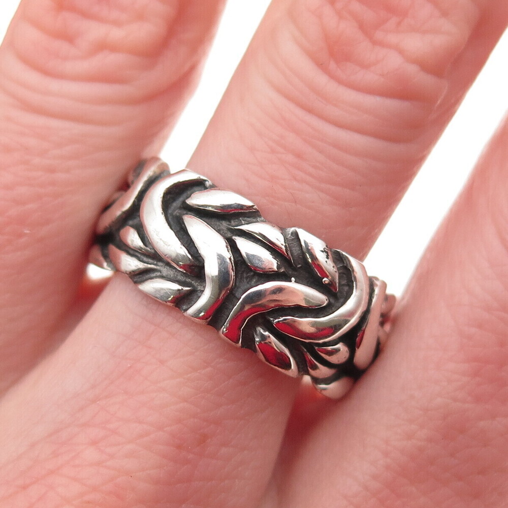 925 Sterling Silver Vintage Byzantine Oxidized Band Ring Size 11.75
